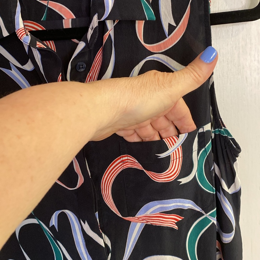 Equipment - 100% Silk Asymmetrical Dress Ptp 18” L 35” & 42.5” - Picture 6 of 11